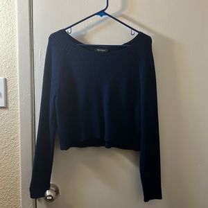 WHITE BLACK NAVY BLUE LONG SLEEVE CROP TOP SIZE M
